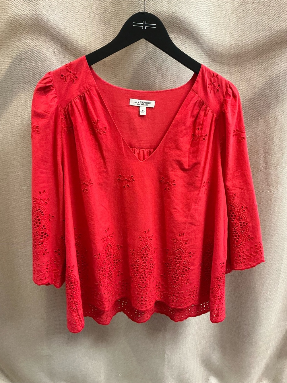 Liverpool v-Neck Eyelet Top Cherry Rose